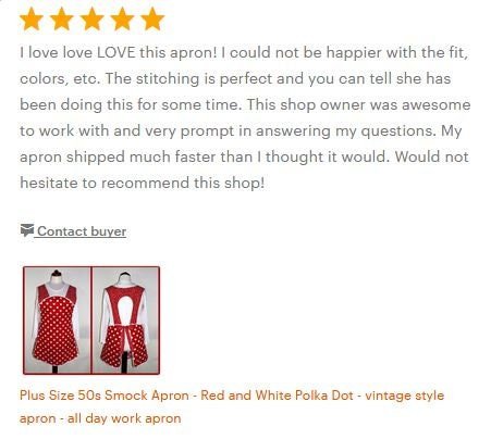 Red and White Polka Dot 50s Smock, relaxed fit apron (h-back apron) made-to-order XS to 4X with pocket options