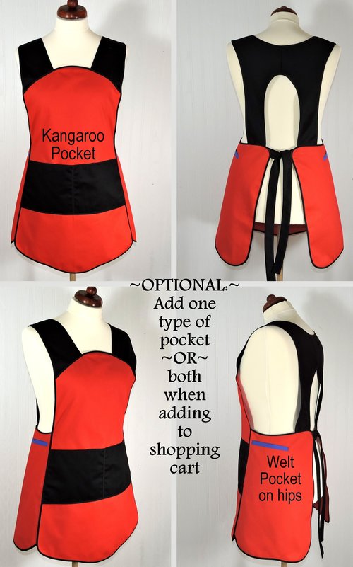 Custom Planned 50s Smock Apron (choose your fabrics) relaxed fit smock w/ pocket options, H-back style (no neck ties) XS - 4X