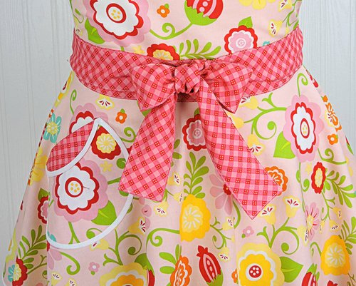 SHIPS FAST~ Simply Sweet Twirly Skirt Apron (pink floral apron) party hostess apron not available anywhere else, *one size* ready to ship