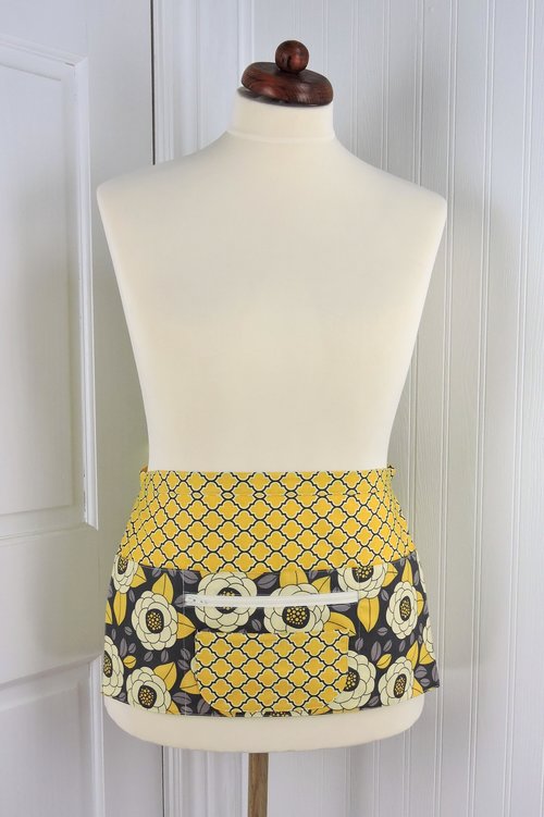 Granite Bloom Multi-Pocket Apron with zipper pocket fits waists up to 40 inches, delightful gift for her, ready to ship