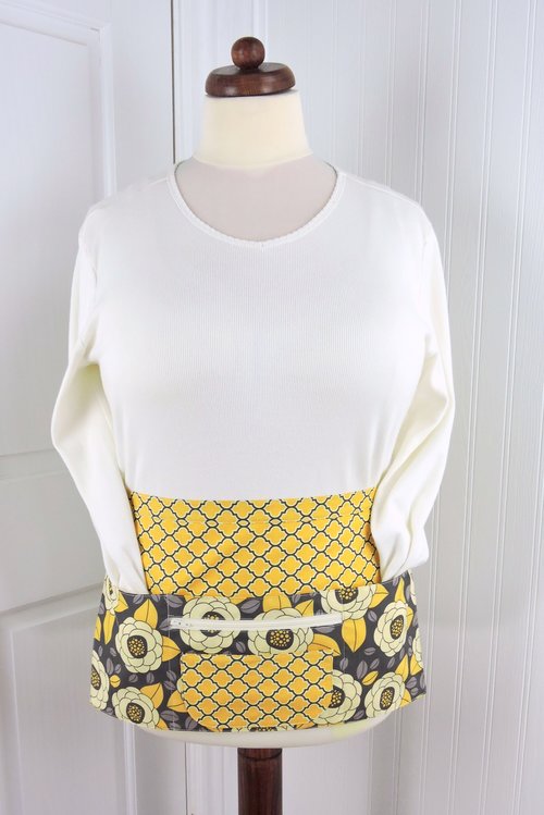 Granite Bloom Multi-Pocket Apron with zipper pocket fits waists up to 40 inches, delightful gift for her, ready to ship