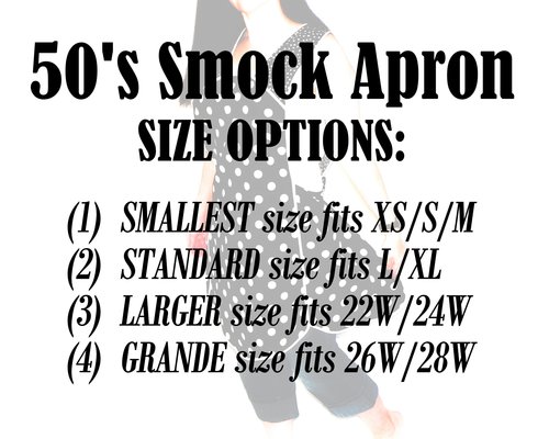 Customized 50s Smock Apron (choose your fabrics) relaxed fit smock w/ pocket options, H-back style (no neck ties) XS - 4X