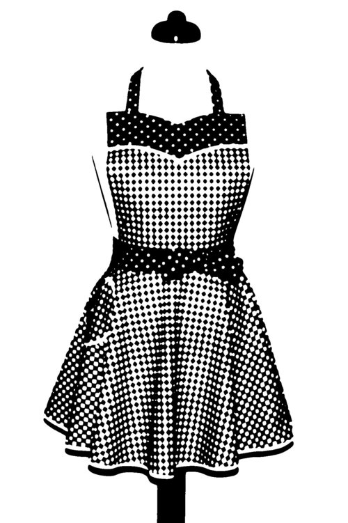 Pink Cherry Dot Twirly Skirt Apron (sweetheart neckline) flirty photo prop, retro diner apron with pocket, one size