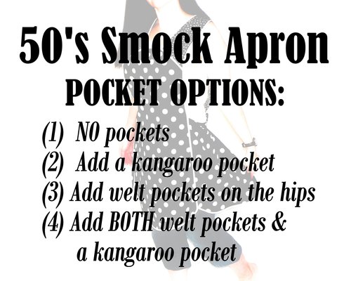 Customized 50s Smock Apron (choose your fabrics) relaxed fit smock w/ pocket options, H-back style (no neck ties) XS - 4X
