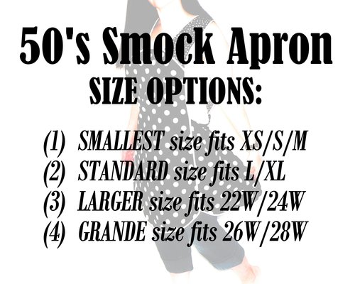 Santa's Christmas List Retro 50s Smock with no neck ties, H-back apron sits on shoulders, hostess apron fits L/XL ready to ship