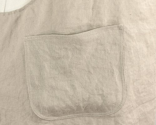 Natural (Sand) Washed Linen Pinafore Apron with no ties, 100% flax linen relaxed fit smock with pockets, handmade after order XS - 5X