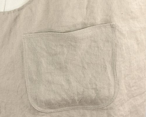 Natural (Sand) Washed Linen Pinafore Apron with no ties, 100% flax linen relaxed fit smock with pockets, handmade after order XS - 5X