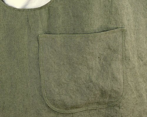 XS - 5X Olive Green Washed Linen Pinafore Apron with no ties, 100% flax linen relaxed fit smock with pockets, handmade after order