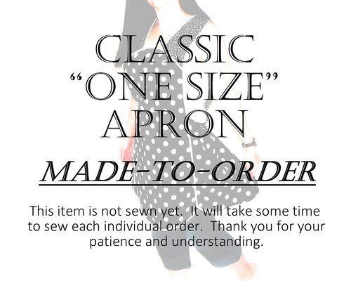 Black Gingham Twirly Skirt Apron, retro 50s circle skirt apron + sweetheart neckline, flirty kitchen apron with pocket, made to order