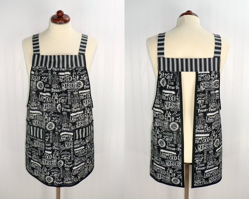 King of Kings Pinafore with no ties, relaxed fit smock with pockets, church potluck apron, LAST ONE made to order XS to Plus Size
