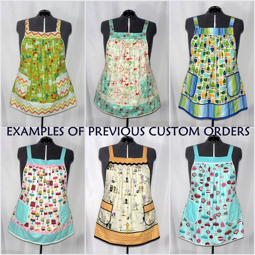 Customized Pinafore Apron (choose your own cotton fabrics) relaxed fit smock with pockets, made-to-order XS to 5X