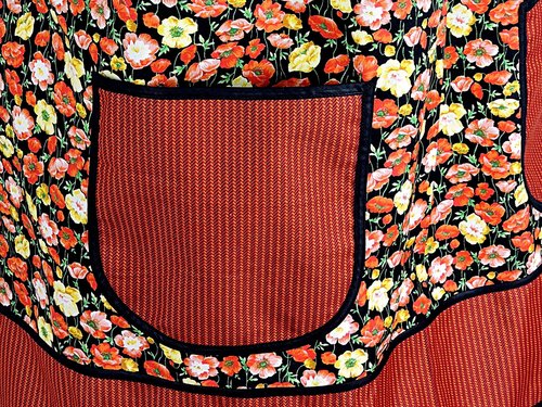 Mariposa Poppies Pinafore Apron with no ties, relaxed fit smock with pockets, fall colored apron