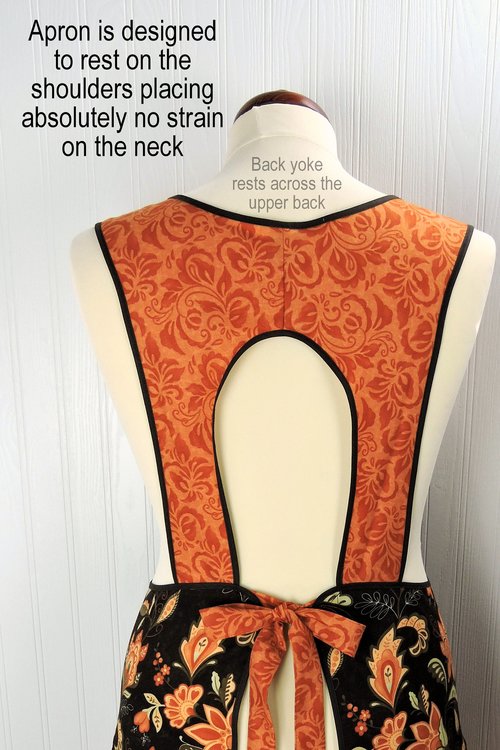 Fall Floral 50s Style Smock Apron, comfortable relaxed fit apron (H back style doesn't touch neck) last one fits L/XL, ships fast