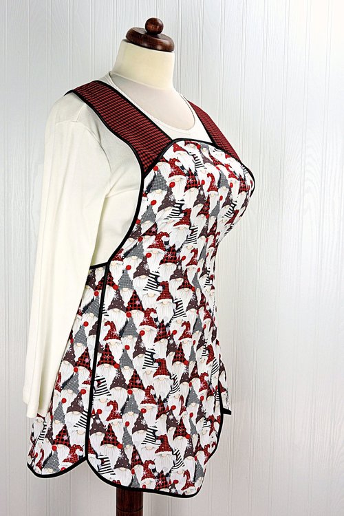SHIPS FAST~ Gnome for the Holidays Retro 50s Christmas Smock, relaxed fit H-back apron, 1st sample available (fits L/XL) ready to ship