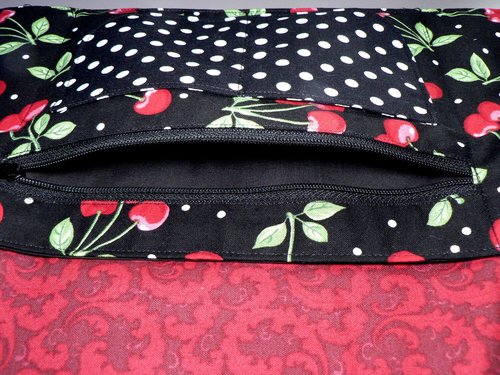 Black Cherries Multi-Pocket Apron with zipper, great for teachers, gardeners, servers, made after order in 2 sizes