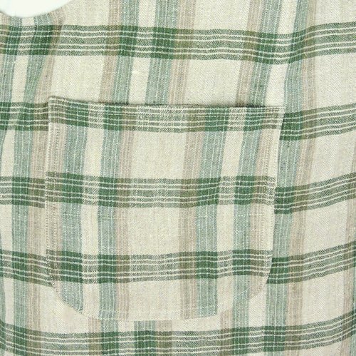 Neutral Plaid Washed Linen Pinafore Apron with no ties, 100% linen smock with pockets, made to order XS - Plus sizes