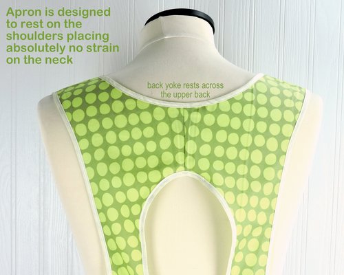 Tumble Roses in Green & Pink Retro Smock Apron, relaxed fit with no neck ties (H-back apron) LAST ONE fits L/XL