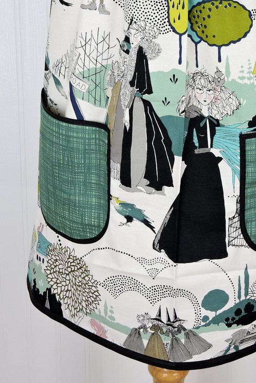 SHIPS FAST~ A Ghastlie Pastoral in Potion Blue Pinafore Apron with no ties fits L/XL/2X, relaxed fit smock with pockets ready to ship