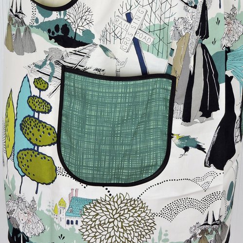 SHIPS FAST~ A Ghastlie Pastoral in Potion Blue Pinafore Apron with no ties fits L/XL/2X, relaxed fit smock with pockets ready to ship