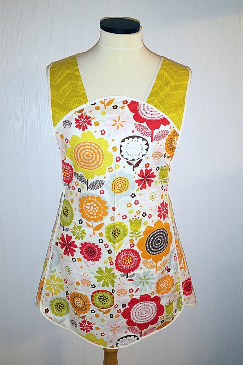 SHIPS FAST~ Matilda Floral 50s Style Smock Apron, relaxed fit apron (H back style doesn't touch neck) Standard Size fits L/XL ready to ship