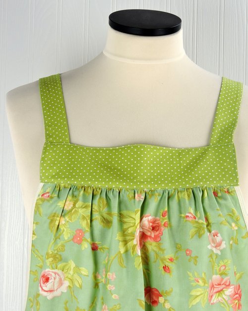 Scarlet & Sage Roses (in POND colorway) Pinafore Apron with no ties, relaxed fit smock with pockets, made to order XS - 5X