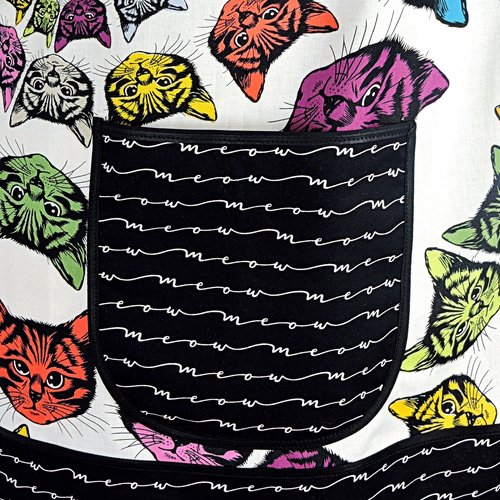 Catfinity Pinafore Apron with no ties, relaxed fit smock with pockets, cat lover apron made to order XS to 5X Plus Size