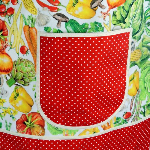 Veggie Patch Pinafore with no ties, relaxed fit smock with pockets, garden harvest kitchen apron, 3 sizes made to order, XS to 5X plus size