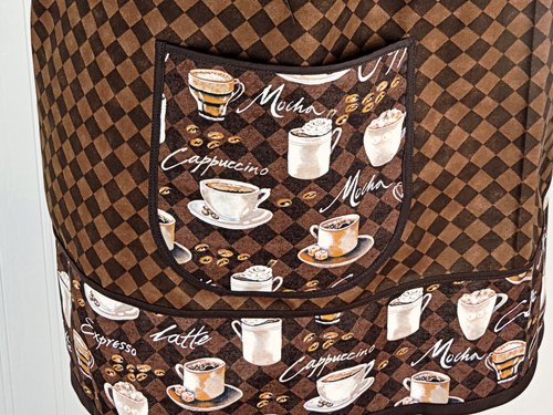 SHIPS FAST~ Coffee Time Pinafore with no ties, relaxed fit smock with pockets, barista apron, standard size fits L-XL-2X, ready to ship