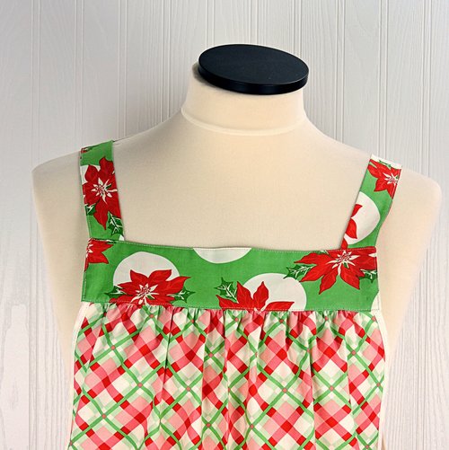 SHIPS FAST~ Swell Christmas Plaid Pinafore with no ties, relaxed fit smock with pockets fits L/XL/2X, Christmas baking apron, one of a kind