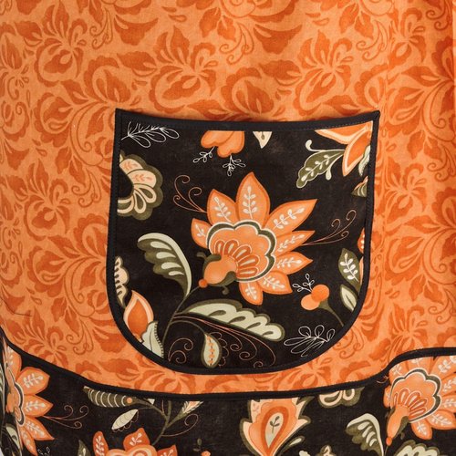 Fall Floral Pinafore Apron with no ties, relaxed fit smock with pockets, standard size fits L-XL-2X, ready to ship