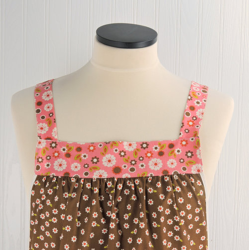 Indian Summer Brown Daisies Pinafore, lovely hostess apron, relaxed fit smock with pockets fits L/XL/2X, ready to ship