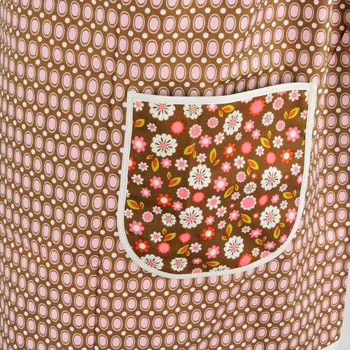 SHIPS FAST~ Indian Summer Polka Dot Pinafore, retro hostess apron, relaxed fit smock with pockets fits L/XL/2X, ready to ship