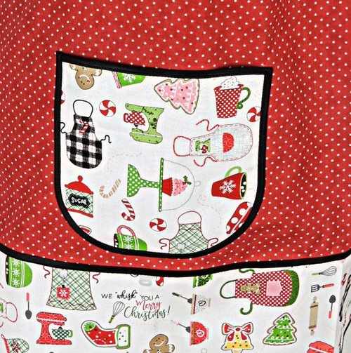 SHIPS FAST Sugar & Spice Pinafore with no ties, relaxed fit smock with pockets, Christmas baking apron fits L/XL/2X, Grandmacore Holiday
