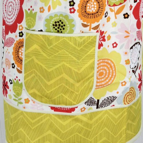 Matilda Floral Pinafore with no ties, relaxed fit smock with pockets, OOAK fall-colored apron fits L/XL/2X, ships fast