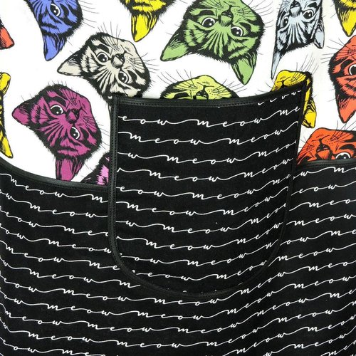 Catfinity Scrapbuster Pinafore Apron with no ties, relaxed fit smock with pockets, cat lover apron, ready to ship fits LXL/2X