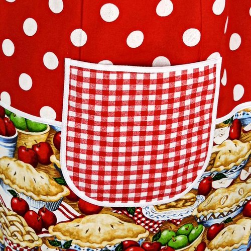 Red, White & Apple Pie Pinafore, relaxed fit smock with pockets, comfortable (doesn't touch neck) SHIPS NOW, standard size fits L/XL/2X