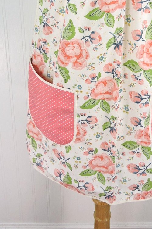Charmed Floral Pinafore with no ties (straps go straight over shoulders) relaxed fit smock with pockets, made-to-order from XS to 5X