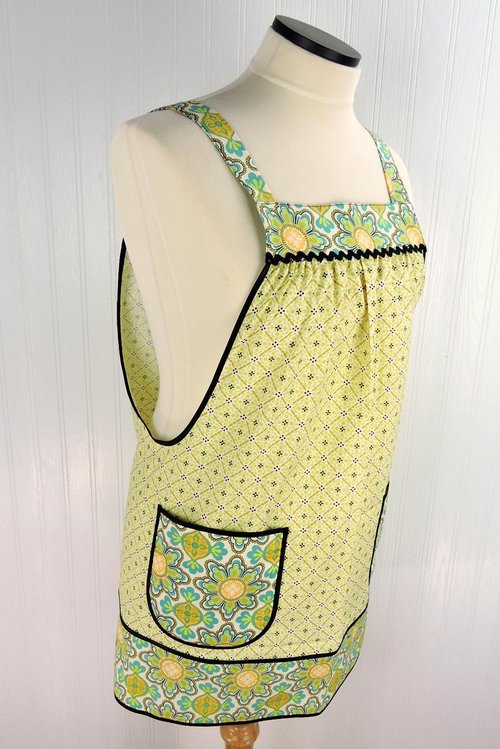 Vintage Paisley Pinafore Apron with no ties, relaxed fit smock with pockets fits L/XL/2X, Grandmacore kitchen, Ready to Ship