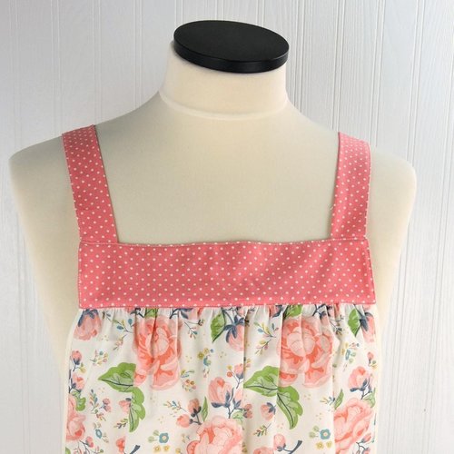 Charmed Floral Pinafore with no ties (straps go straight over shoulders) relaxed fit smock with pockets, made-to-order from XS to 5X