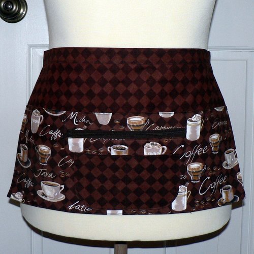 Coffee Time multi-pocket apron with zipper pocket Waitress- Vendor- Teacher- Barista- Farmers Market- Groomer 2 sizes