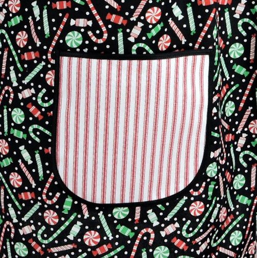 Peppermint Christmas Pinafore with no tie (straps go straight over shoulders) relaxed fit smock with pockets, made to order XS- 5X plus size