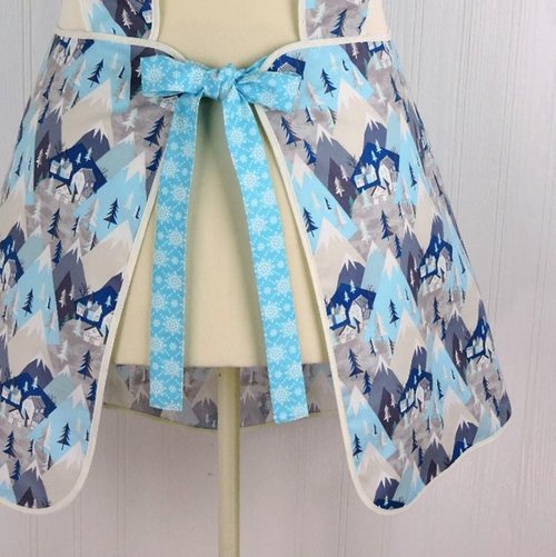 Winter Towne 50s Smock Apron with kangaroo pocket, relaxed fit with no neck ties (H-back apron) fits sizes large or X-large, ready to ship