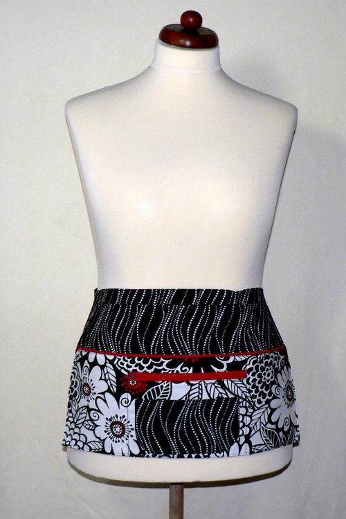 Zesty Zinnia waist apron with pockets for vendors, gardeners, servers, cute teacher apron with secure zipper pocket