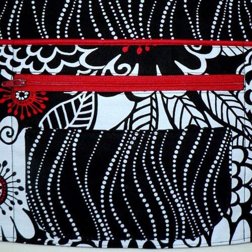 Zesty Zinnia waist apron with pockets for vendors, gardeners, servers, cute teacher apron with secure zipper pocket