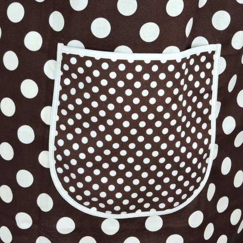 Brown & Cream Dot SCRAPBUSTER Pinafore with no ties (straps go straight over the shoulders) relaxed fit smock with pockets, ready to ship