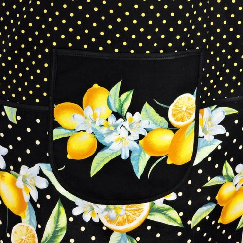 Lemon Fresh Scrapbuster Pinafore Apron with no ties (straps go straight over the shoulders) relaxed fit smock fits L/XL/2X, ready to ship