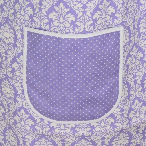 Lavender Petite Damask Pinafore with no ties (straps go straight over the shoulders) relaxed fit smock with pockets, fits L/XL/2X SHIPS FAST