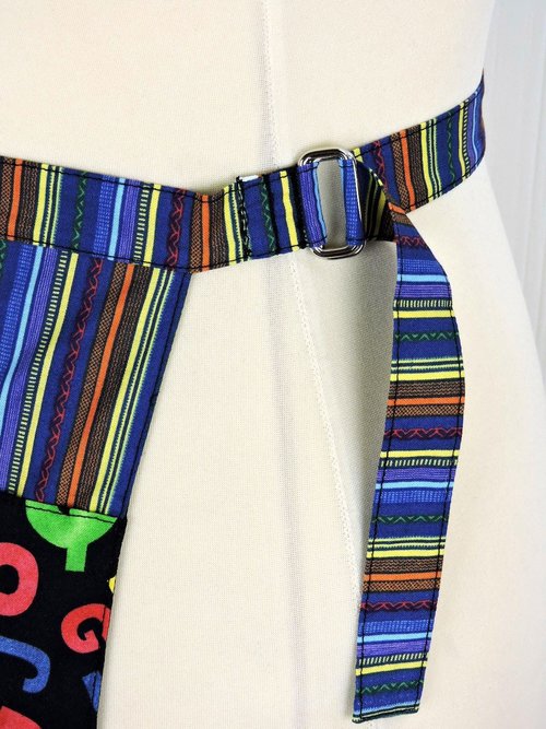 Alphabet Stripe Multi-Pocket Apron with zipper money pocket for teachers, waitresses, daycare, 2 sizes made-to-order