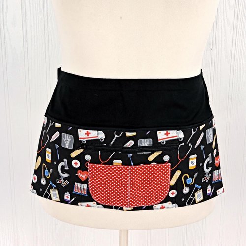 OOAK Medical Supplies Multi-Pocket Apron is great for Doctors, School Nurses, CNA, ER, Vet Techs, ready to ship, fits waists up to 40 inches