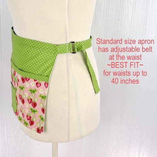Strawberry Fields SCRAPBUSTER Teacher Apron with pockets, great for vendors with money pocket; servers;  event planner, fits waist up to 40"